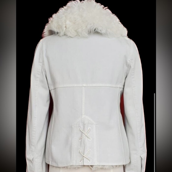 TOM FORD GUCCI WHITE DENIM JACKET WITH MONGOLIAN LAMB FUR (removable) M - Picture 3 of 4